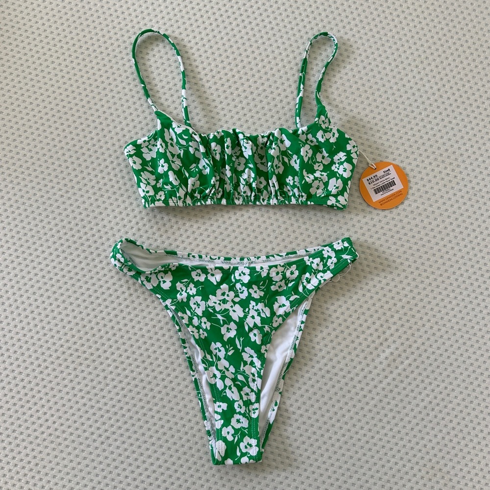 NWT Ghanda Venice Bikini Set Green Floral